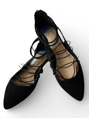 Jessica Simpson Black Faux Suede Flats Size 7.5M (EU 37.5)